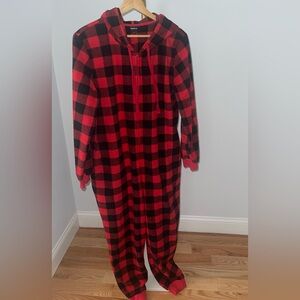 Plaid Hooded Pajama Onesie
